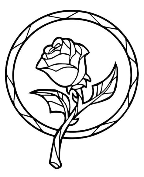 beauty   beast enchanted rose coloring book page printable