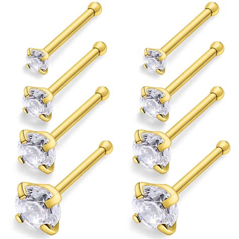 cisyozi cisyozi  pairs  stainless steel nose rings stud set mm mm mm mm  prong
