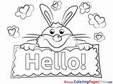 Hello Coloring Pages Kids Rabbit Sheet Sheets Title sketch template