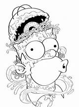 Simpsons Homer Trippy Malvorlagen Badass Lsd Mandalas Skizzen Erwachsenen Psychedelic Zomer Garabateados Halloween Homero Colorir Lápiz Ausdrucken Desenhos Skizze Elefant sketch template