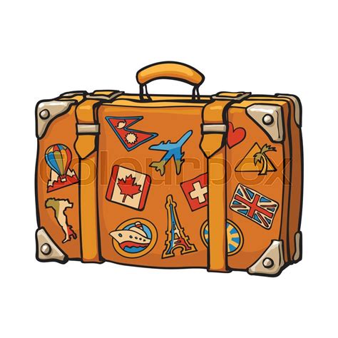 hand drawn retro style travel suitcase stock vector colourbox