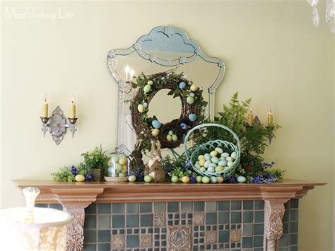 mod vintage life  easter mantel