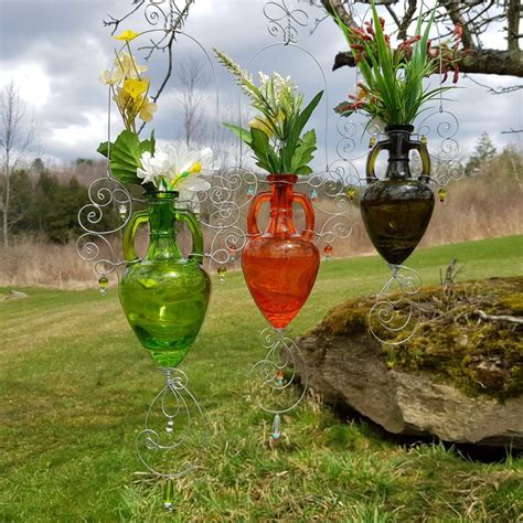 Amphora Hanging Glass Vase In Vibrant Colors Etsy Hanging Vases