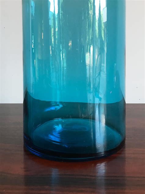 Murano Big Italian Modern Light Blue Blown Glass Bottle