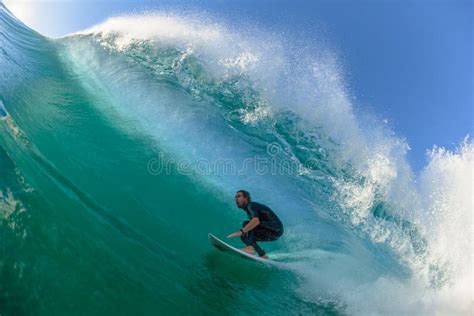 Surfing Surfer Tube Rides Wave Water Action Editorial Stock Image
