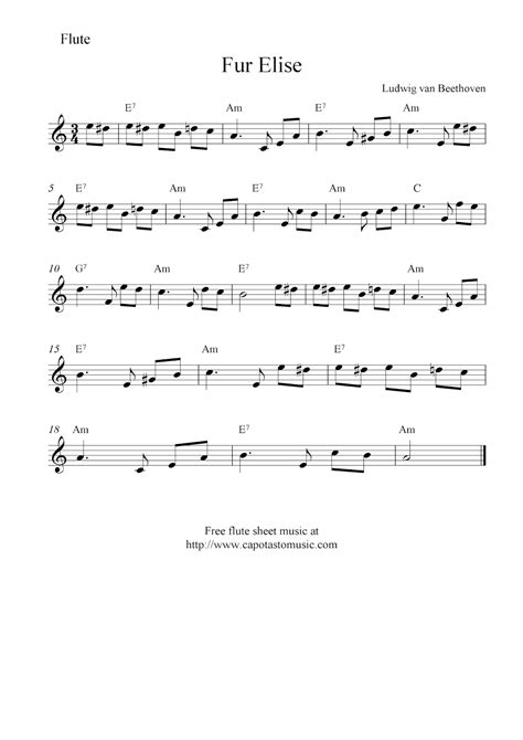 Für Elise Beethoven Flute Sheet Music Free Flute