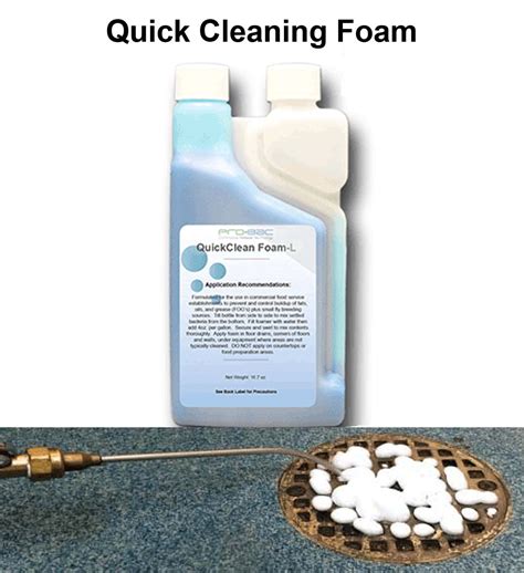 quickclean drain cleaning foam  restaurants  commercial kitchens