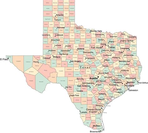 texas map  counties  cities
