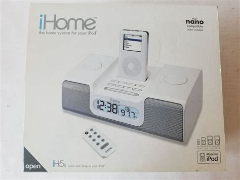 ihome ih dual alarm clock amfm radio  apple ipod white  remote  box ihome ihome