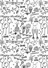 Birthday Printable Coloring Paper Meinlilapark Doodle Pages Ausdruckbares Geschenkpapier Wrapping Party Freebie Happy Papier Stickers Drawing Doodles Para Dibujos Read sketch template