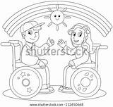 Smiling Boy Coloring Girl Wheelchair Illustration Shutterstock Search sketch template