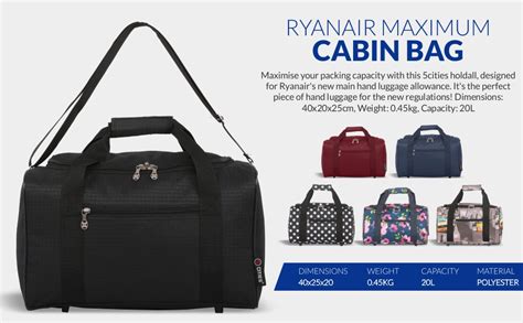 cities xx ryanair maximum sized cabin bag carry  holdall flight bags