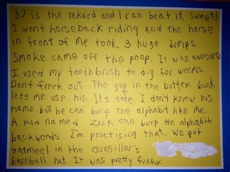 kid writes   letter  camp  letters  kids funny