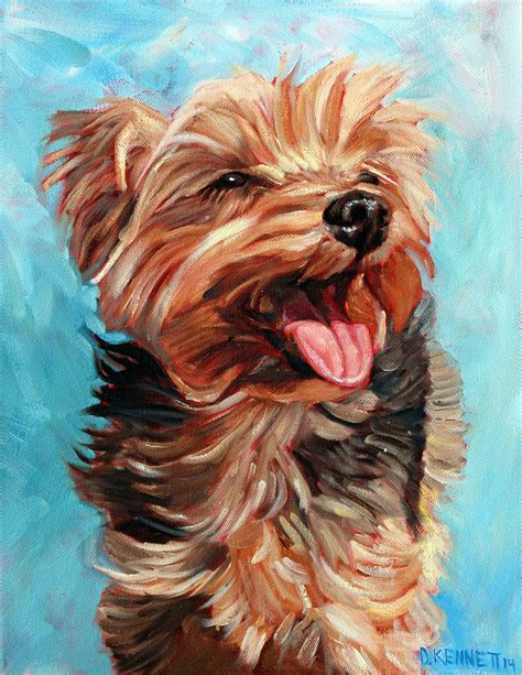 happy yorkshire terrier   sun    custom dog painting  david kennett