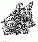 Coloring Pages Adults German Shepherd Print Printable Animal Adult Colouring Look Other Sheets sketch template