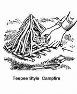 Campfire Scout Campcraft Teepee Sheets Starting Boy Camping Activity sketch template