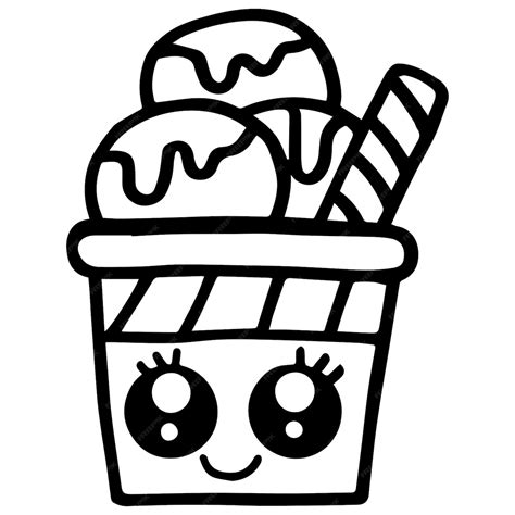 premium vector kids coloring pages cup ice cream vector illustration