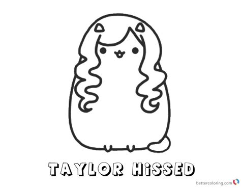 pusheen coloring pages taylor hissed  printable coloring pages