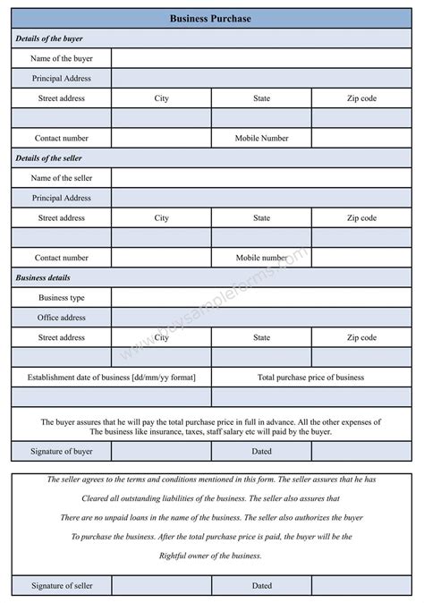 business purchase form template word buy sample forms