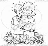 Outline Couple Baby Clipart Holding Coloring Their Royalty Flowers Illustration Bannykh Alex Rf 2021 sketch template