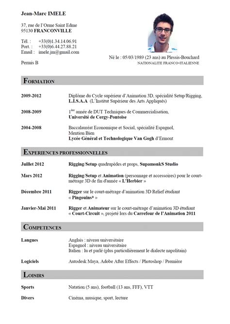 curriculum vitae curriculum vitae en francais