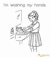 Flu Season Washing Hands Coloring sketch template