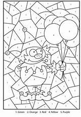 Number Color Mardi Gras Kids Printable Colour Mosaic Coloring Numbers Pages Worksheets Activities Activity Coloriage Magique Sheets Clown Jester Colouring sketch template