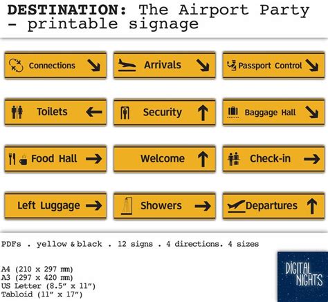 Destinations Airport Party Signs Arrivals Departures