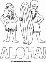Coloring Kids Pages Luau Aloha Hawaiian Surfing Surfer Color Sheet Crafts Beach Surfboard Boy Party Theme Template Amazing Hula Tropical sketch template