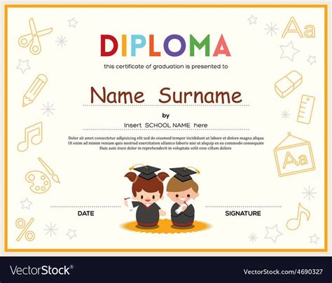 preschool kids diploma certificate template  preschool gradu