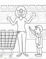 Store Coloring Grocery Pages Worksheet Kids Preschool Education Articol La Community Worksheets sketch template