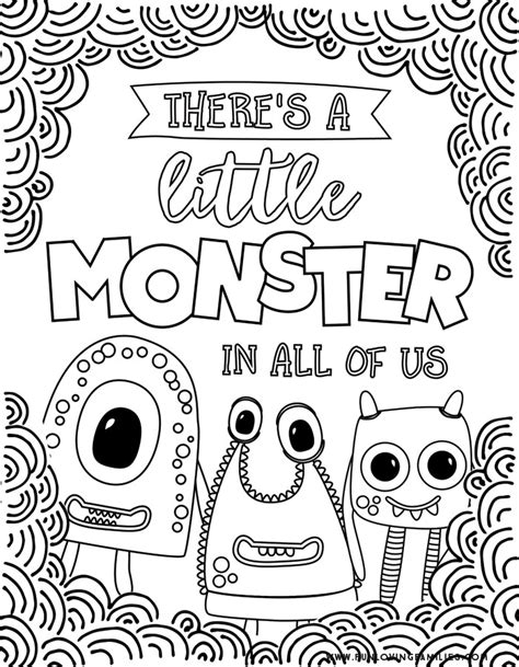 printable monster coloring pages printable world holiday