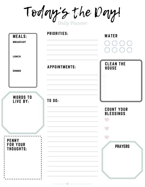 Daily Planner Printable Whole And Hearty