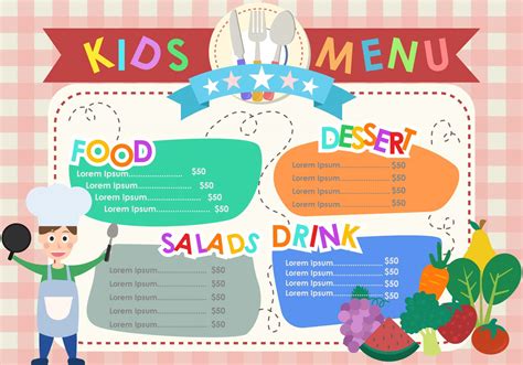 kids menu templates  vector art  vecteezy