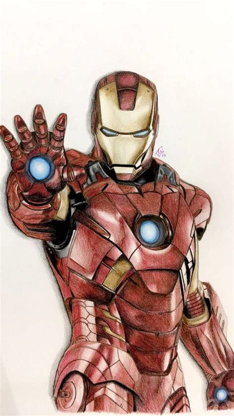 iron man pencil coloured watercolour pencils  iron man