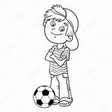 Colorir Menino Futebol Contorno Ragazzo Colorare Pallone Outline Persona sketch template