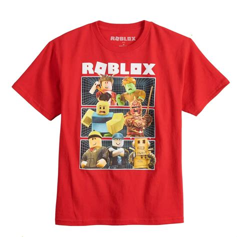 roblox boys shirt tri patterned graphic tee red size large   walmartcom walmartcom