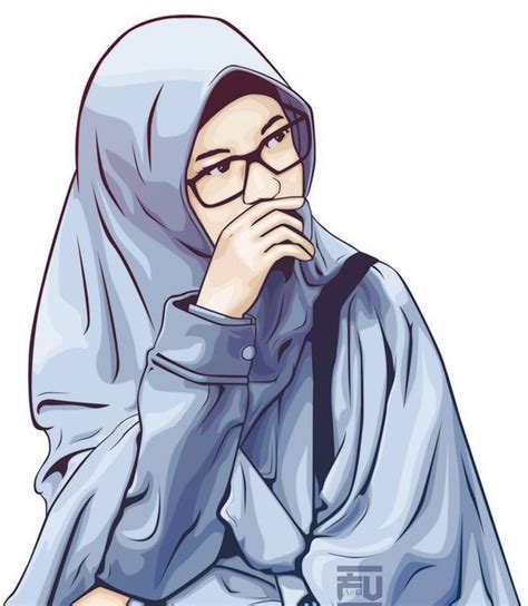 gambar kartun muslimah berhijab cantik menggunakan cadar