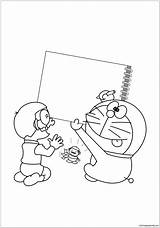 Doraemon Pages Draws Nobita Coloring Color Online sketch template