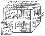House Clipart Drawing Coloring Rooms Dwelling Simple Interior Pages Cartoon Clip Structure Printable Template Inside Colouring Sketch Outline Kids Clipground sketch template