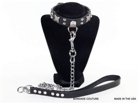 studded black leather bdsm collar leather bdsm collar