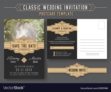 classic vintage wedding invitation card design vector image