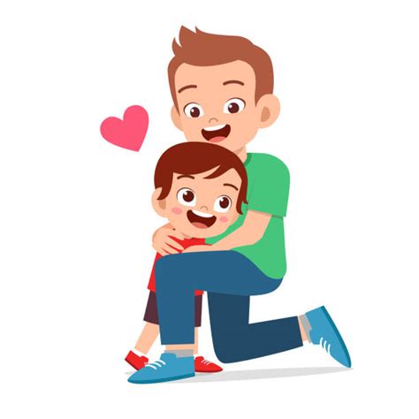 drawing of the father and son hugging illustrations royalty free