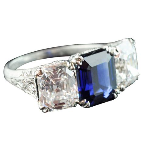 tiffany magnificent sapphire and diamond three stone ring at 1stdibs