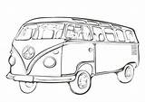 Volkswagen Van Drawing Bus Coloring Monochrome Painted Retro Hand Book Car Vintage Paintingvalley Drawings Illustration Vector sketch template
