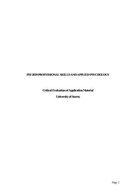 critical evaluation  application materials psy professional