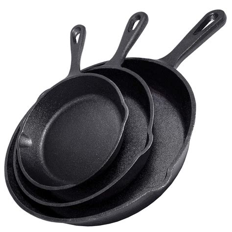 simple chef cast iron skillet  piece set  heavy duty