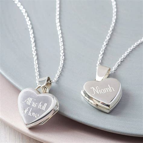 personalised sterling silver heart locket necklace  hurleyburley