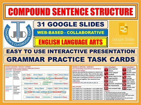 compound sentence structure  google  teaching resources