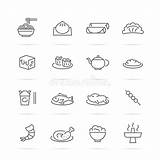 Food Icons Chinese Vector Line Pictogram Minimal Pasta Fortune Rolls Rice Cookies Away Icon Spring Take Set sketch template